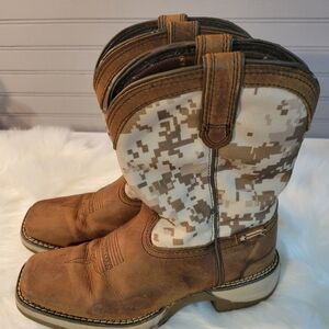 Durango Kids Brown and Camouflage Cowboy Boots 8" Tall Size3M